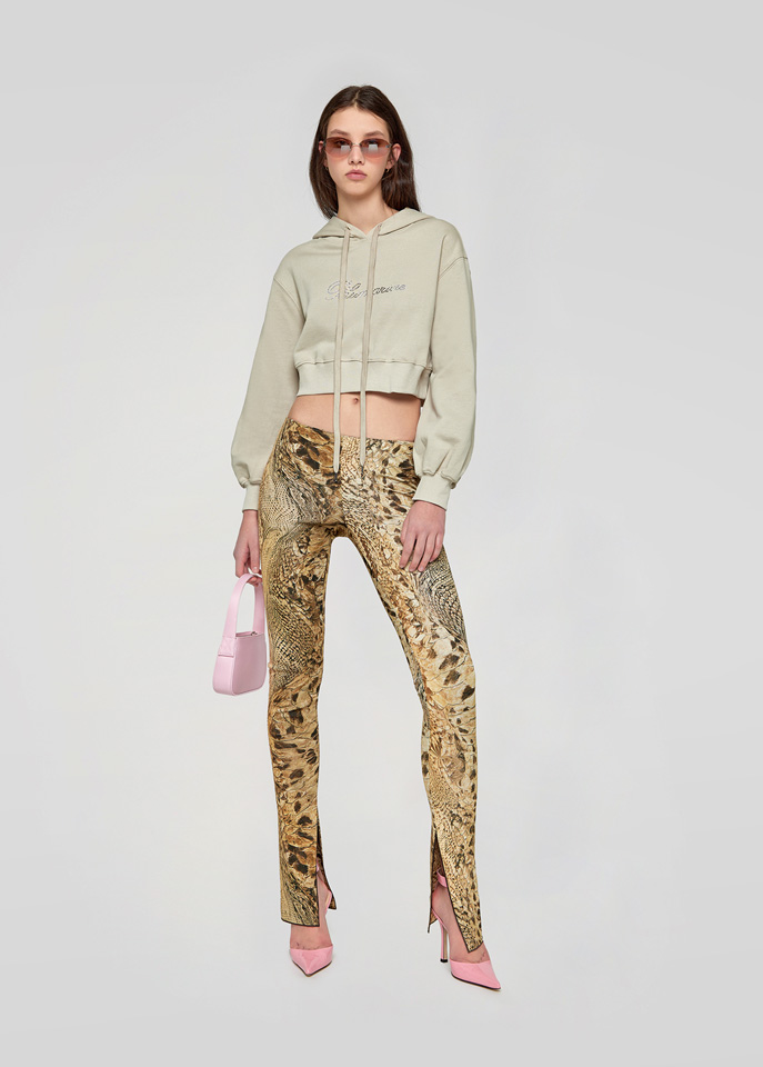 BLUMARINE: PANTS IN PRINTED JERSEY WITH SLITS