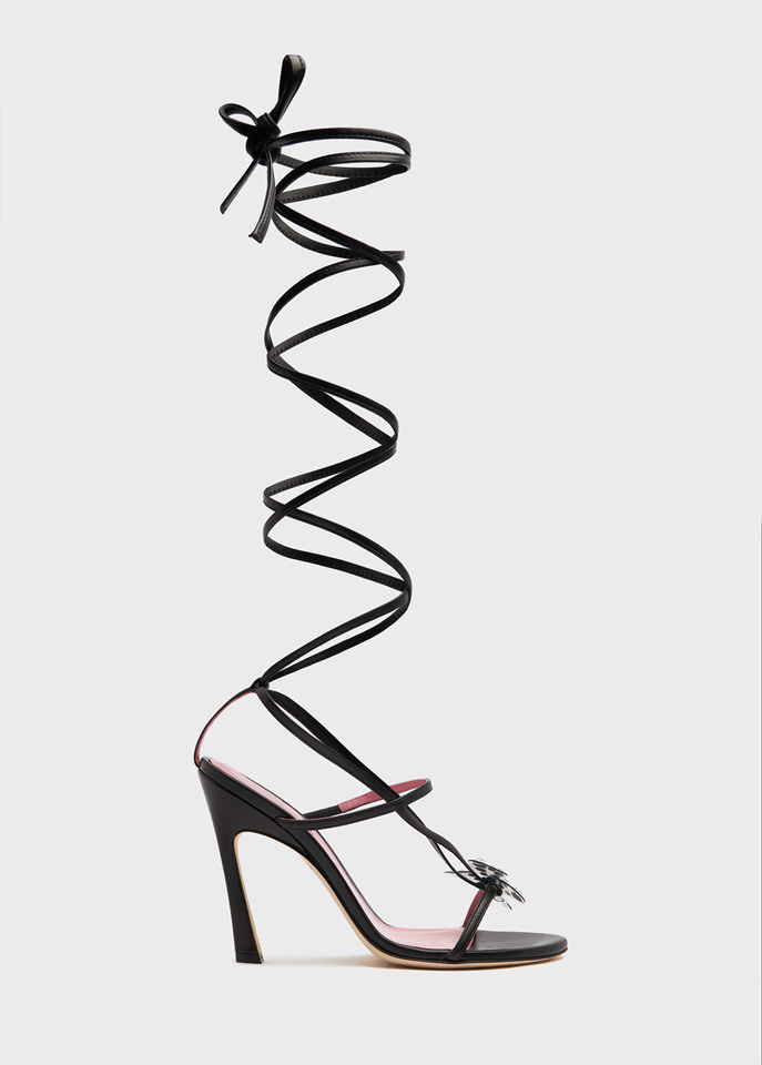 BLUMARINE: Lace-up sandal with butterfly