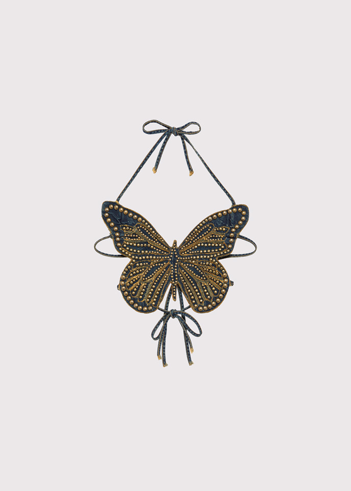 BLUMARINE: BUTTERFLY TOP WITH EMBROIDERY STUDS