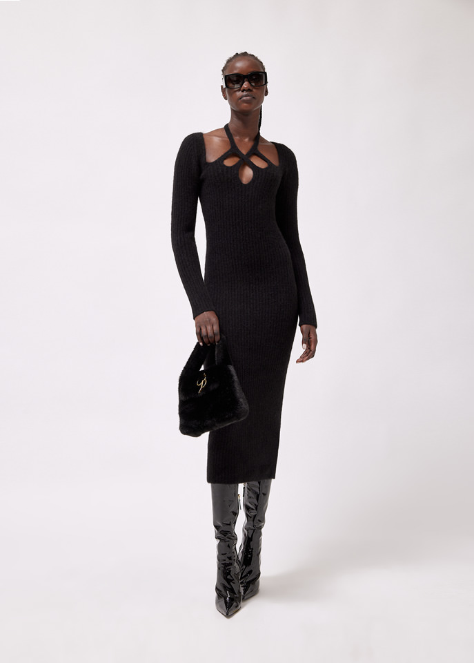 BLUMARINE: KNITTED LONG DRESS WITH CUT-OUT