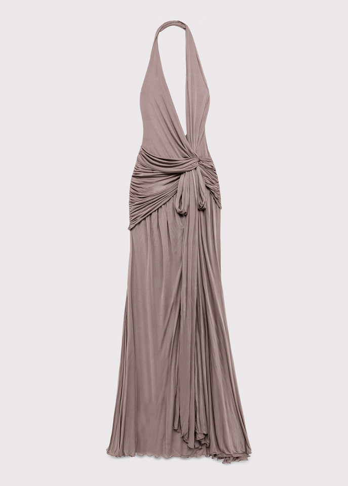 BLUMARINE: PLEATED LONG DRESS WITH VENT