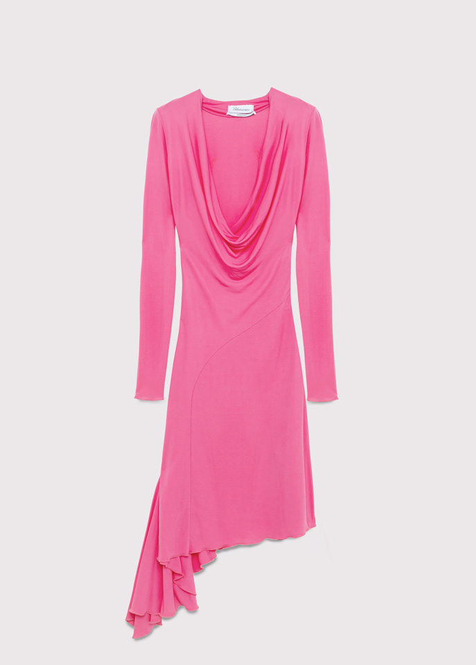 BLUMARINE: Midi dress with shawled collar