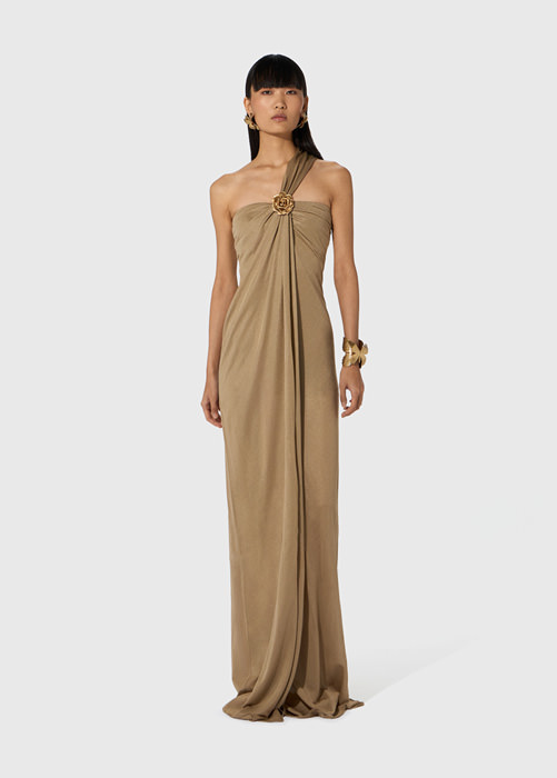 BLUMARINE ONE-SHOULDER DRESS WITH PIN