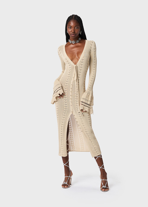 BLUMARINE: Knitted midi chemisier dress