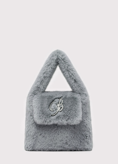 BLUMARINE Eco fur bag with flap and logo