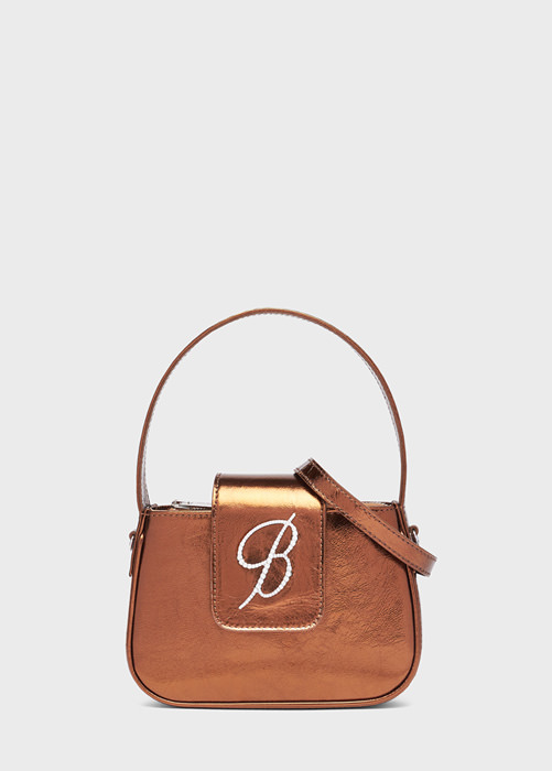 BLUMARINE Laminated flap bag with rhinestone B monogram