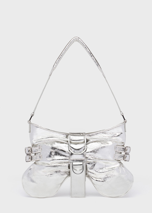 BLUMARINE LARGE BUTTERFLY BAG IN LAMINATED LEATHER