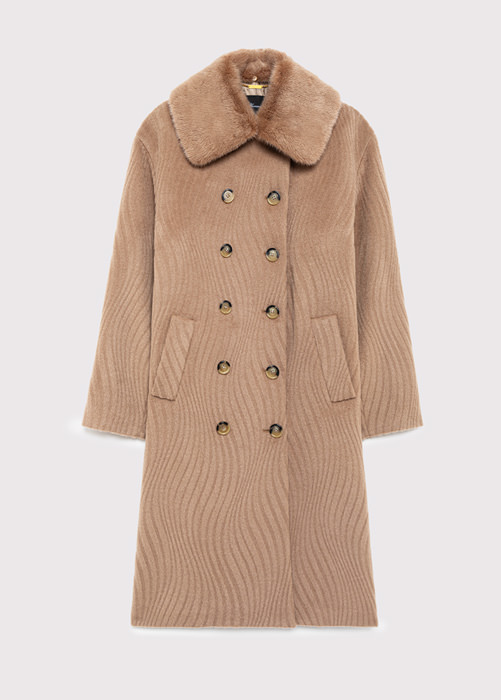 BLUMARINE: DOUBLE-BREASTED COAT WITH FUR