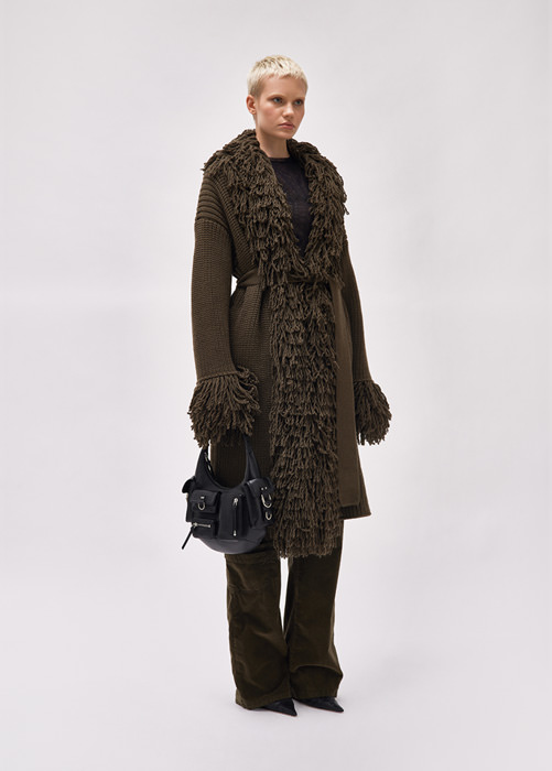 BLUMARINE: Knitted coat with belt