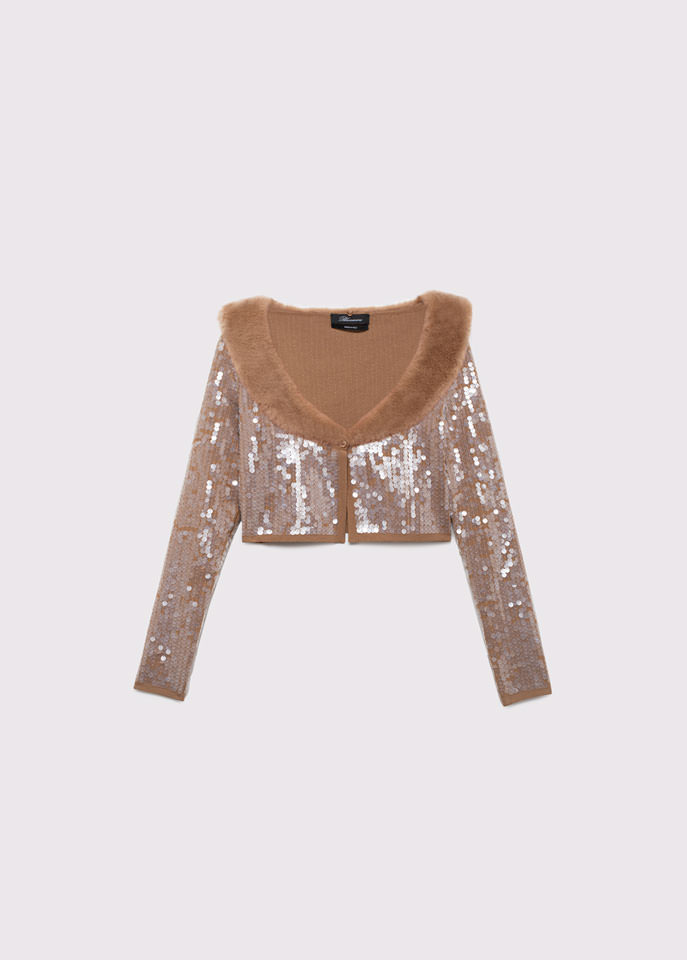 Womens Clothing Jumpers and knitwear Cardigans be Blumarine Lace Cardigan in Light Brown Brown 