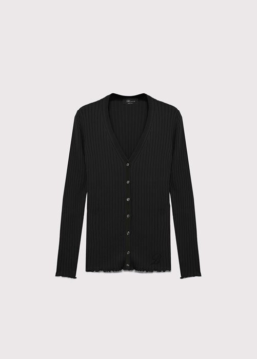 BLUMARINE: CARDIGAN IN RIBBED KNIT WITH EMBROIDERY LOGO