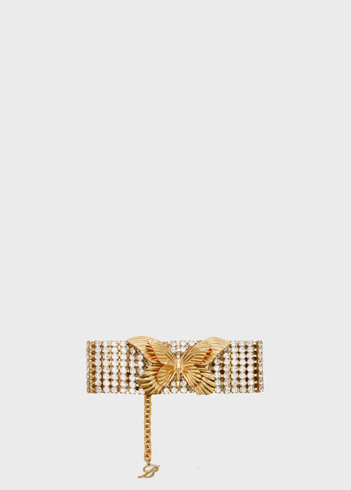 BLUMARINE: CHOKER WITH RHINESTONES AND 3D BUTTERFLY