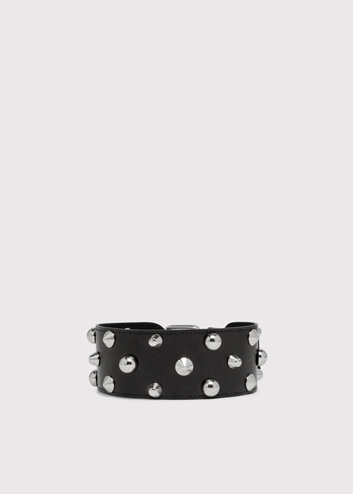 BLUMARINE Leather choker with embroidery studs