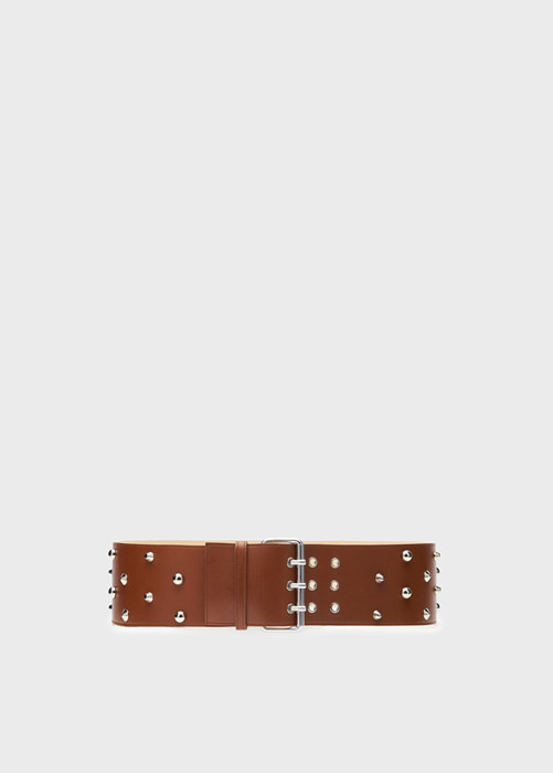 BLUMARINE LEATHER BELT WITH EMBROIDERY STUDS