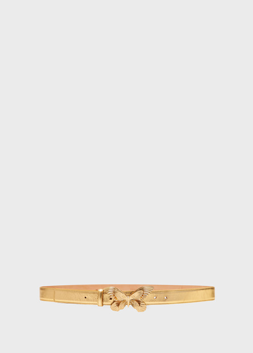 BLUMARINE: LAMINATED LEATHER BELT WITH BUTTERFLY BUCKLE