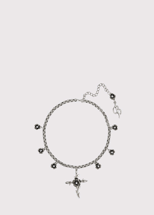BLUMARINE Halskette mit Rosen und Kreuz