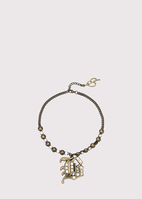 BLUMARINE NECKLACE IN BRASS WITH CRYSTAL LOGO