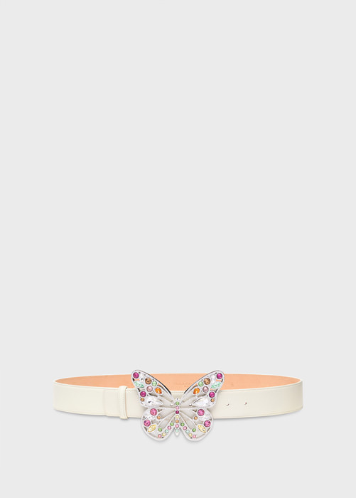 BLUMARINE Leather belt with butterfly buckle