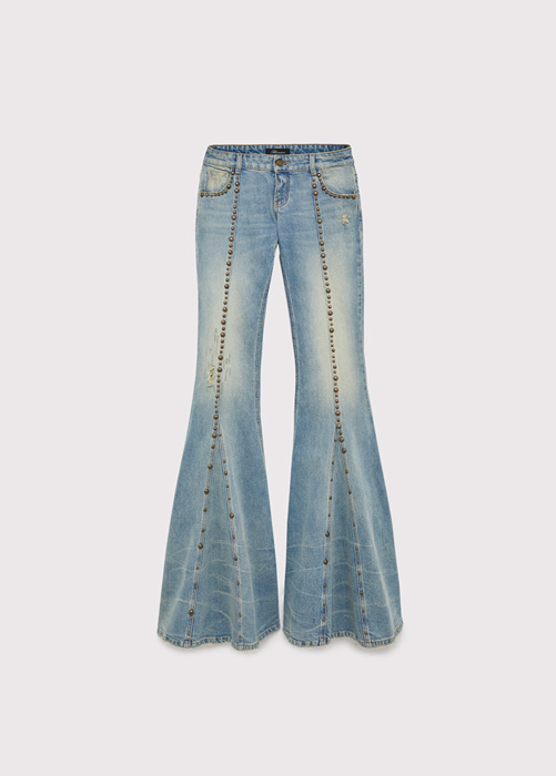 BLUMARINE: BELL-BOTTOM JEANS WITH EMBROIDERY STUDS