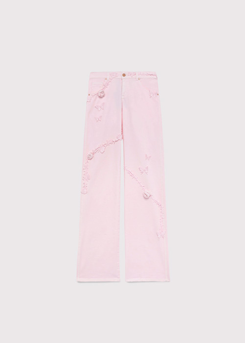 BLUMARINE REGULAR JEANS WITH EMBROIDERY ROSES