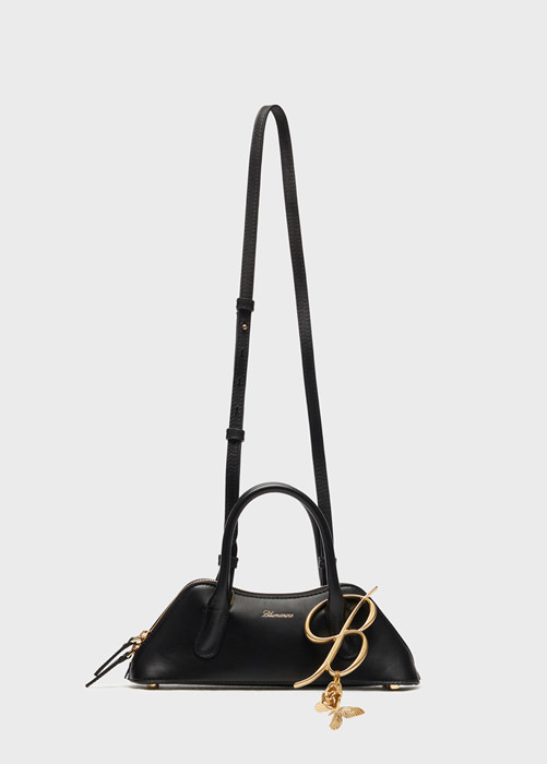 BLUMARINE: KISS ME MINI BAG IN LEATHER WITH B MONOGRAM AND CHARMS