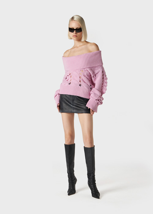 BLUMARINE: Wide neck sweater in wool