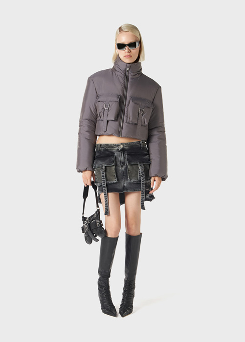BLUMARINE: Jean mini skirt with cargo pockets