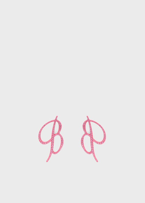 BLUMARINE: Orecchini monogram B in plexi con strass