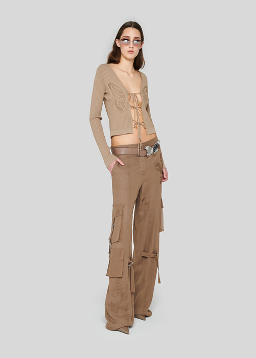 BLUMARINE: CARGO PANTS IN SILK WITH EMBROIDERY