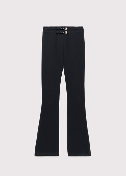 BLUMARINE FLARED PANTS WITH STRAPS AND BUCKLES
