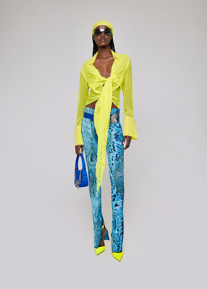 BLUMARINE: PANTS IN PRINTED JERSEY WITH SLITS