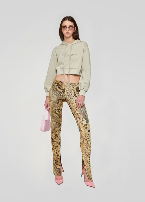 BLUMARINE PANTS IN PRINTED JERSEY WITH SLITS