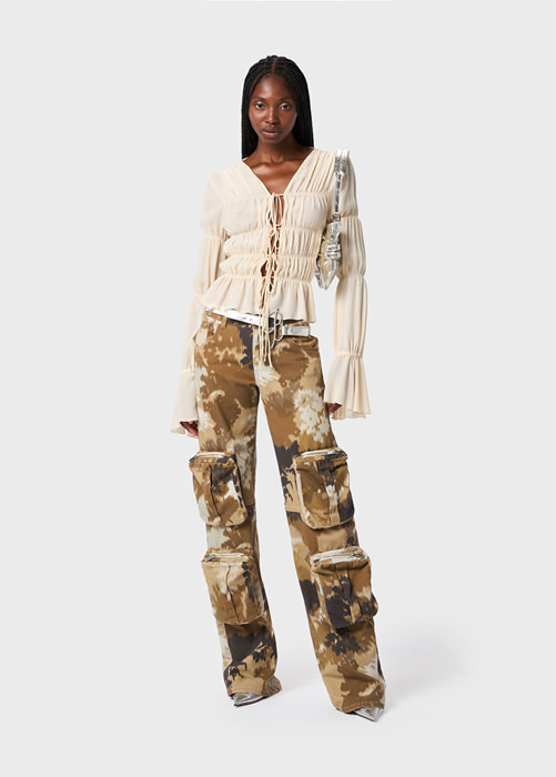 BLUMARINE: Pantaloni cargo stampa camouflage chiné
