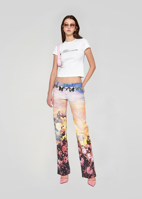 BLUMARINE T-SHIRT RIBBED WITH EMBROIDERY STRASS