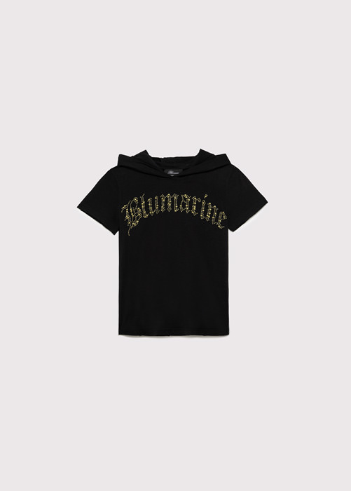 BLUMARINE: HOODED T-SHIRT WITH EMBROIDERY LOGO