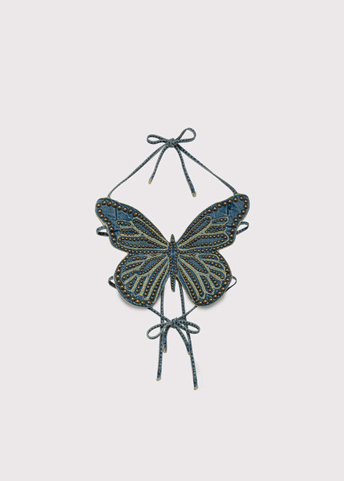 BLUMARINE BUTTERFLY TOP WITH EMBROIDERY STUDS