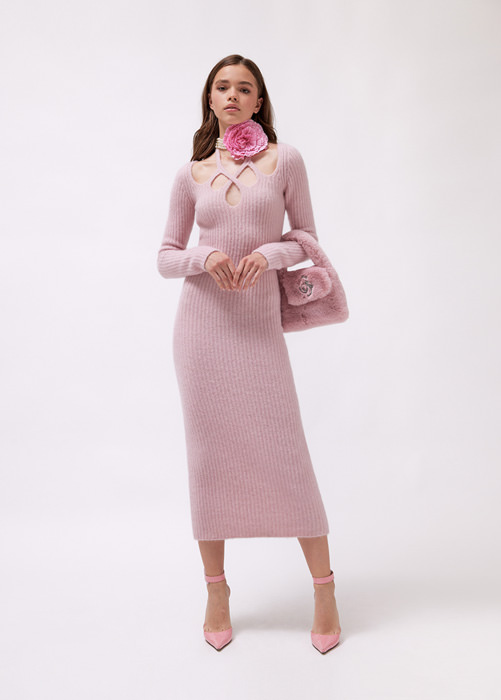 BLUMARINE KNITTED LONG DRESS WITH CUT-OUT
