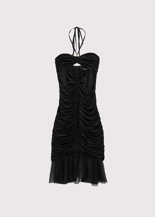 BLUMARINE PLEATED SLEEVELESS DRESS WITH CUT OUT DETAILING