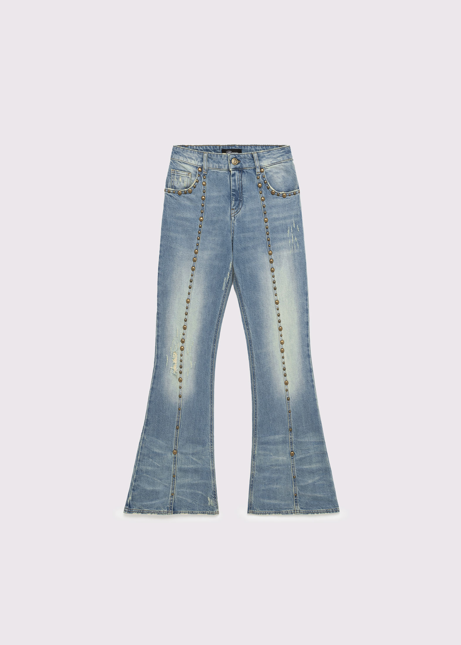 DISTRESSED CROPPED JEANS WITH STUDS | Blumarine