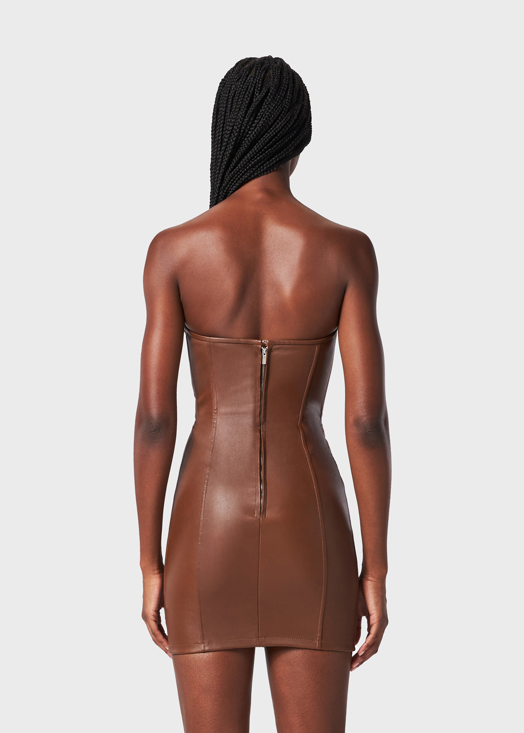 Stretch napa leather corset dress